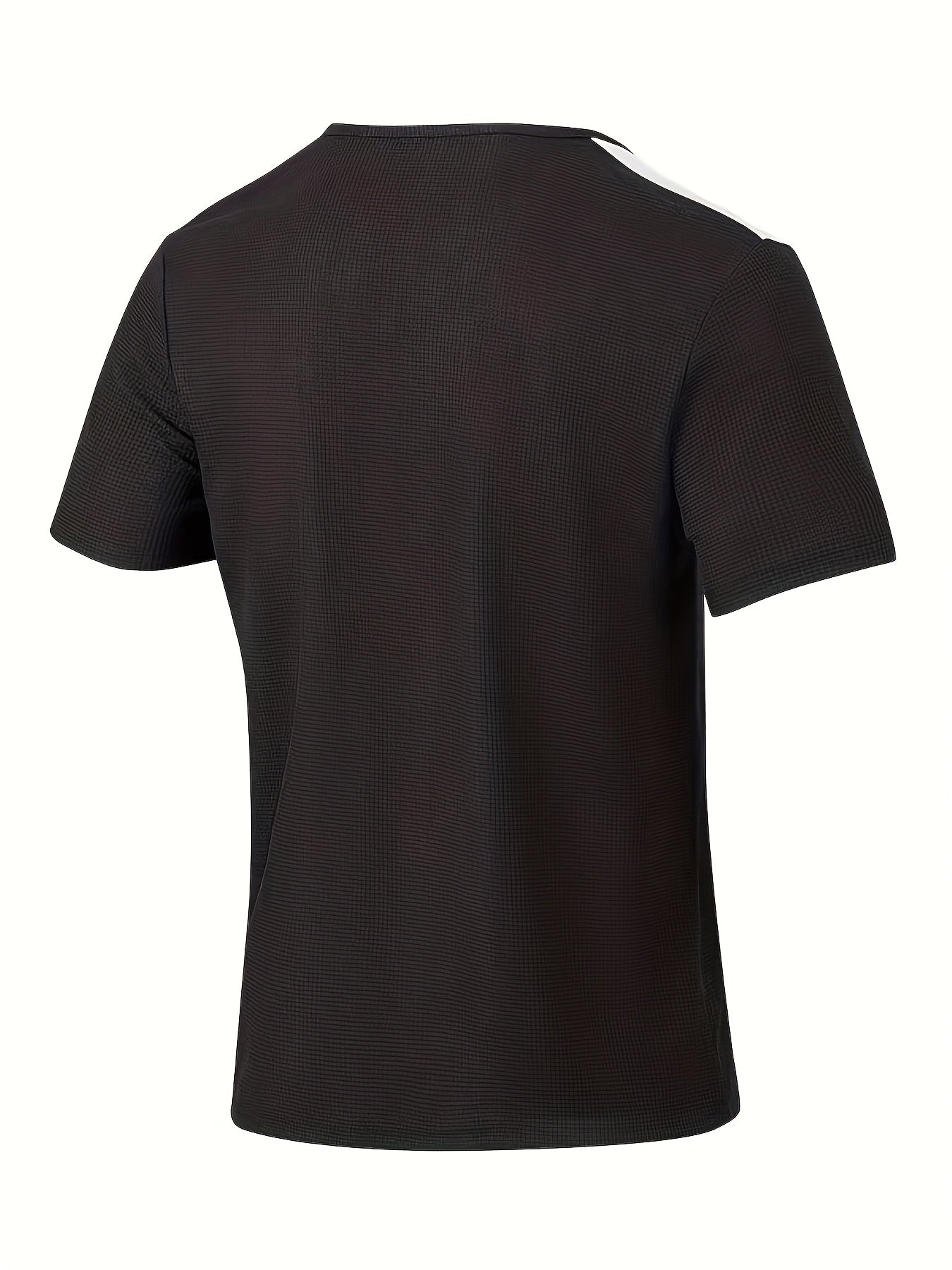 Men'S Casual Waffle Knit Short Sleeve T-Shirt with Drawstring Detail - Maroon & Black, Round Neck, Breathable Polyester Fabric for Summer Outings, Casual Weekend Wear | Round Neck Tee | Stylish Contrast Stitchin