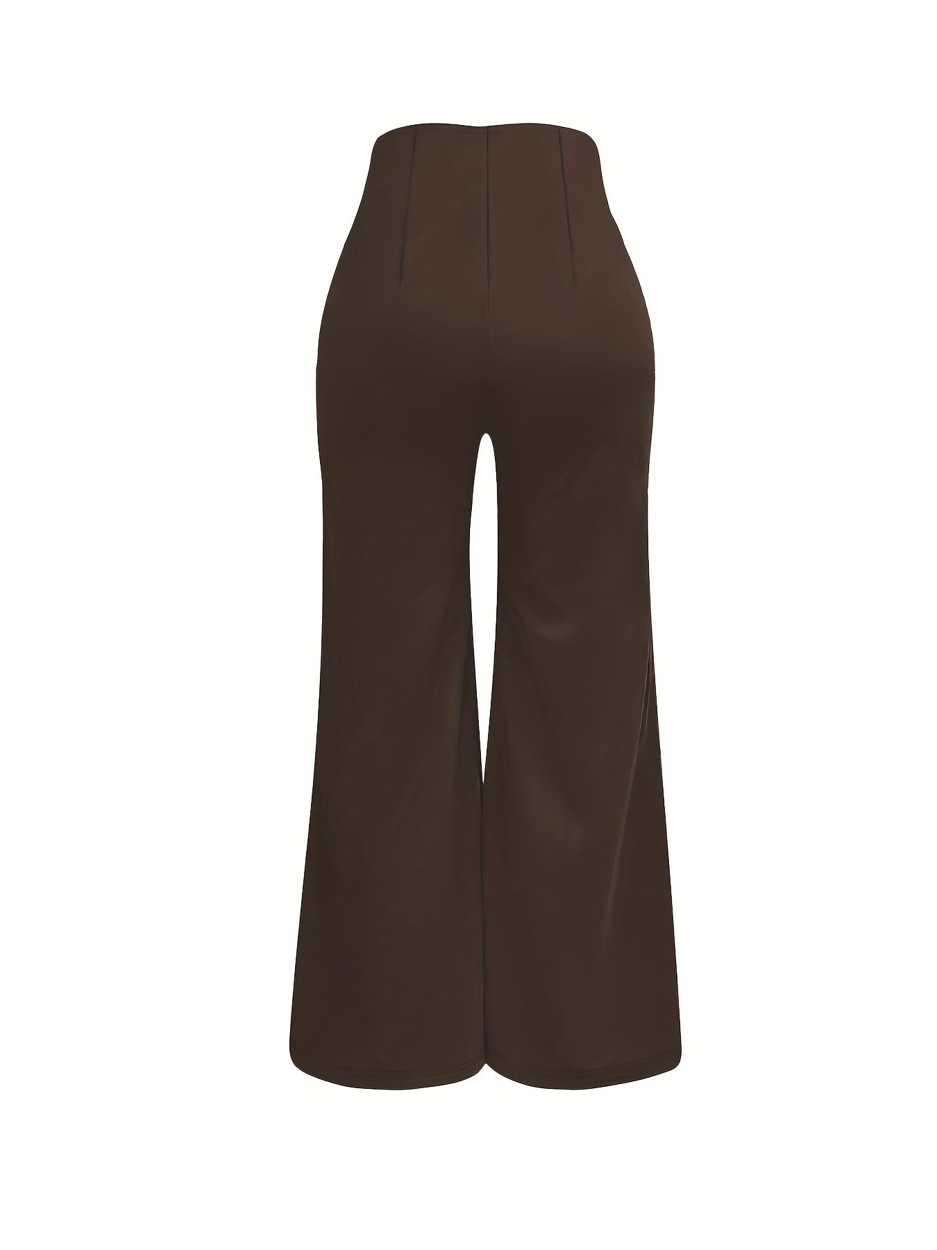Elegant Double-Breasted Waistband Casual Pants, Solid Color, Polyester, Machine Washable - All Seasons, Queen Style, High-Grade Design
