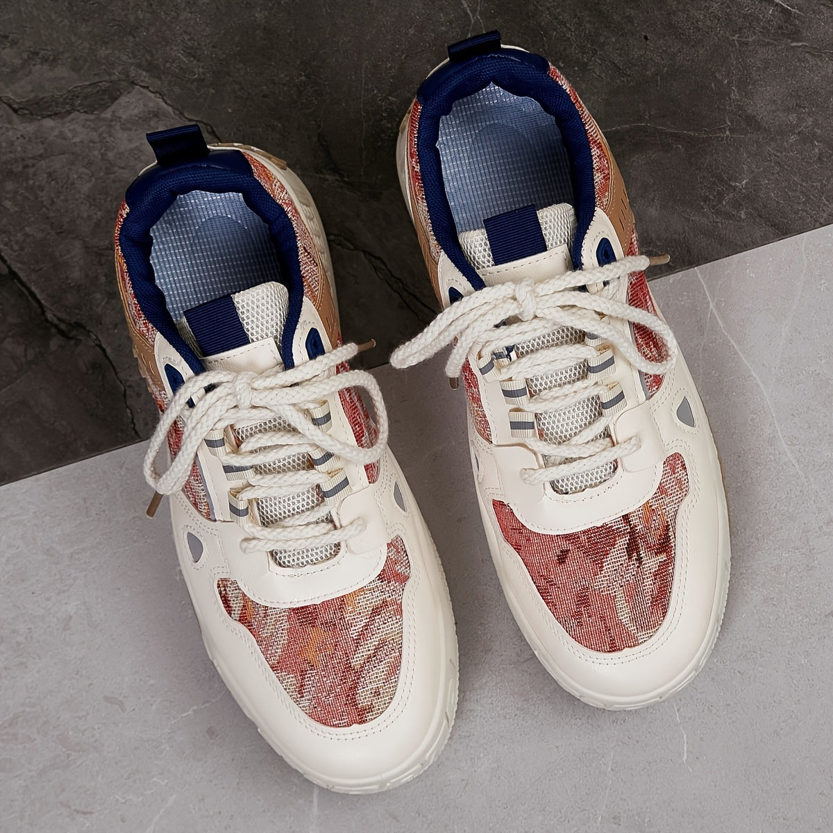 Men's Trendy All-Season Sneakers - Breathable, Non-Slip Casual & Sport Shoes with Thick Platform Sole, Lace-Up Design, Fashion Sneakers