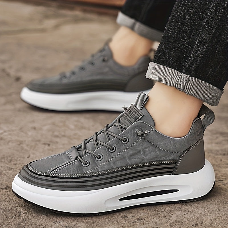 Men's Slip-On Casual Sneakers - Breathable Comfortable Low-Top Shoes with Elastic Panels, PU Upper & PVC Sole for Outdoor Hiking, Running, Daily Wear - All-Season Versatile Streetwear, Hiking Street Shoes, Modern Street Shoes