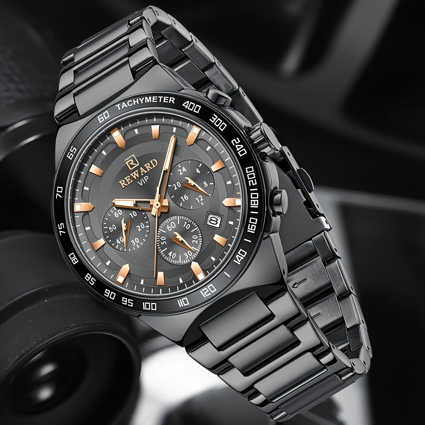 Men's Chronograph Sports Watches with Light, Stainless Steel and Quartz VIP