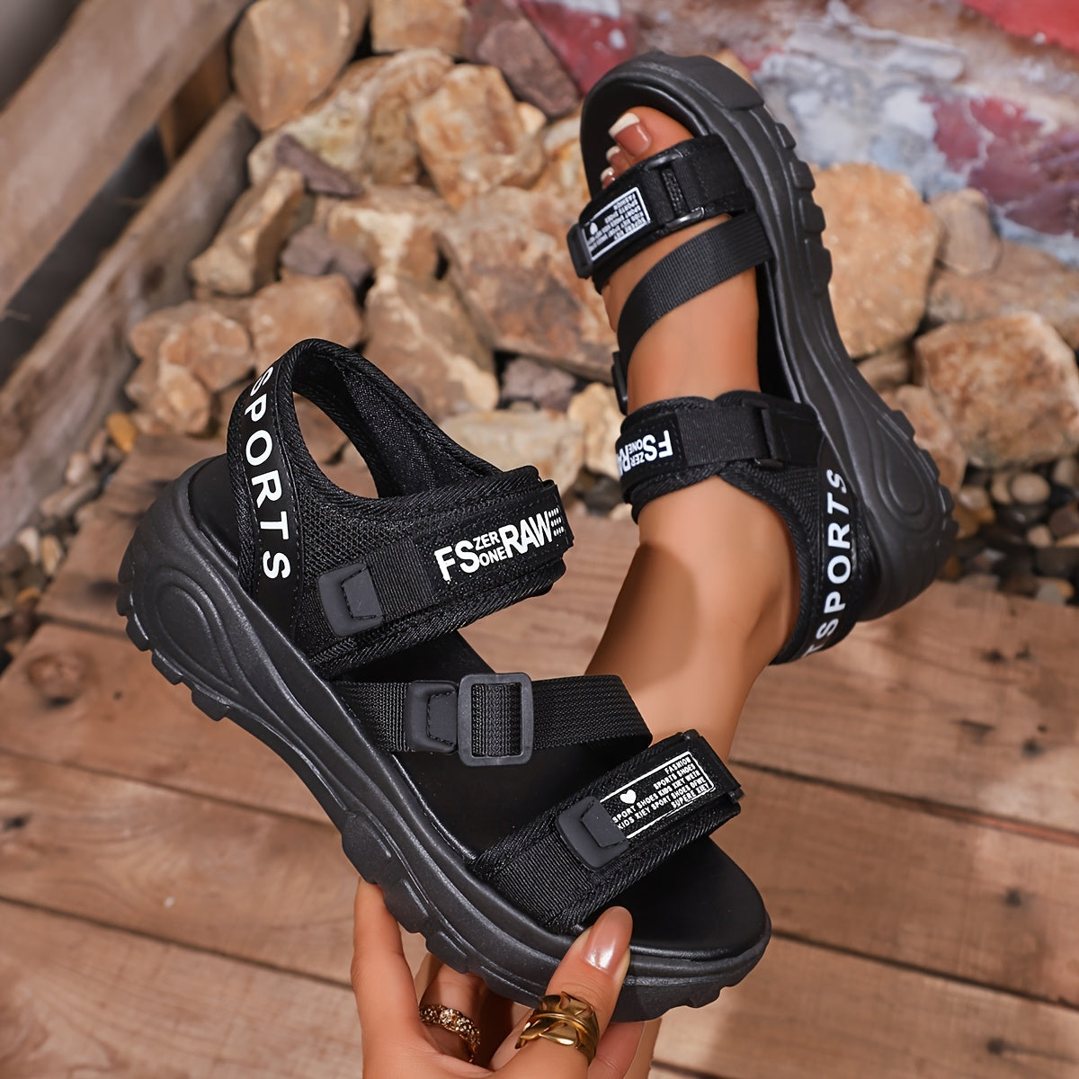 2025 Summer Fairy Style Lightweight High-End New Magic Tape Sandals for Women, Fashionable Casual Outdoor Wear