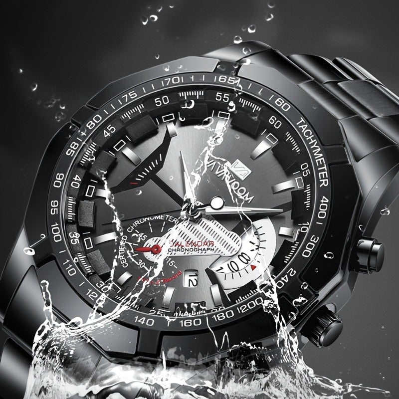 Men's Casual Sports Calendar Quartz Watch, Business Fashion Wristwatch