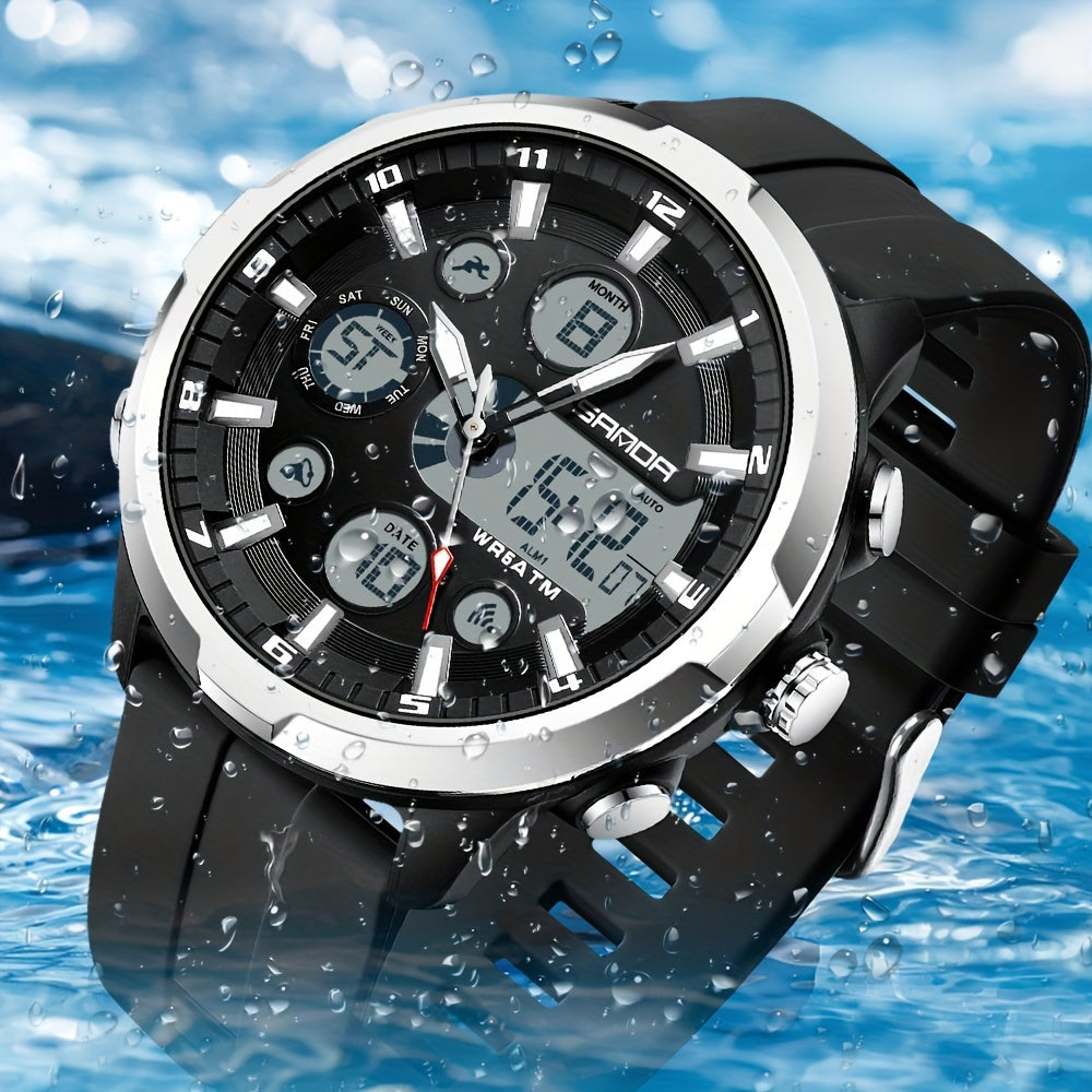 SANDA Men'S Digital Outdoor Sports Wristwatch,Waterproof Multifunctional Chronograph Quartz Watch For Gift Clock 9053