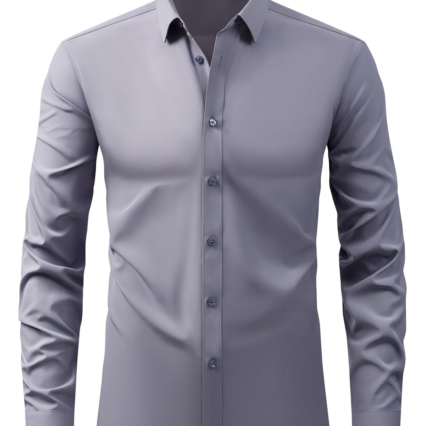 2025 New Men'S Business Slim-Fit Long-Sleeve Shirt, Wrinkle-Free, Elastic, And Smooth Fabric.