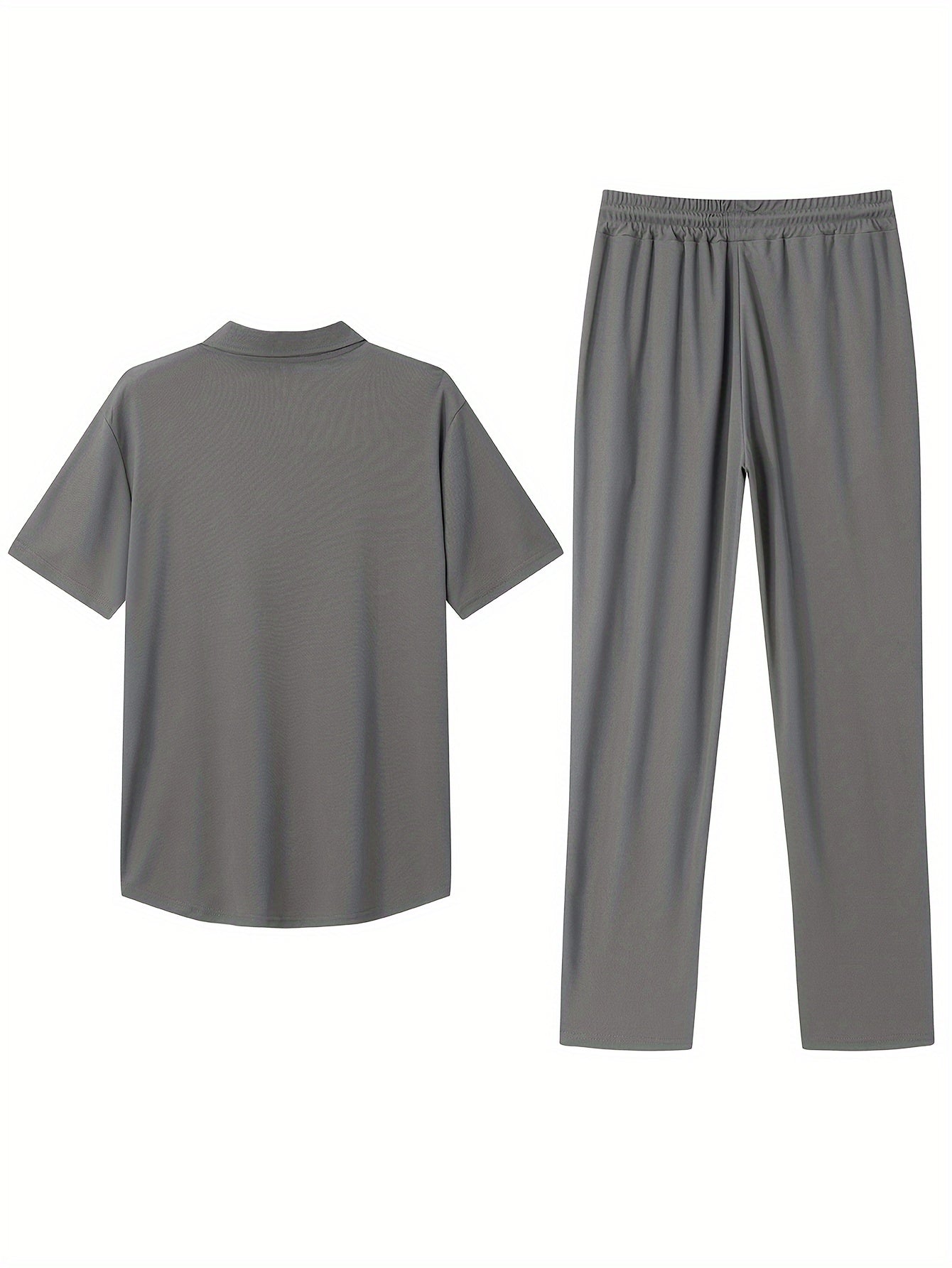 Men's Slim-Fit Casual & Joggers Set - Breathable Polyester, Short Sleeve, Summer Outdoor Wear