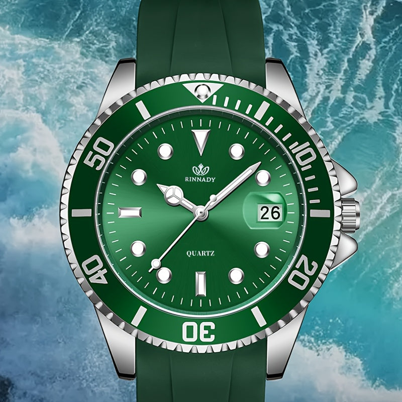 Men'S Square Dial Alloy Watch - Stylish & Durable Silicone Strap, Quartz Movement, Pointer Display, Date Feature, Ideal for Business Casual, Battery Powered (Non-Rechargeable), Everyday Watch|Stylized Dial Design|Durable Cons