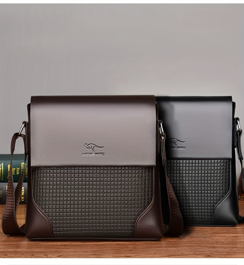 Men'S Stylish Casual Shoulder Crossbody Bag, Small Faux Leather Satchel.