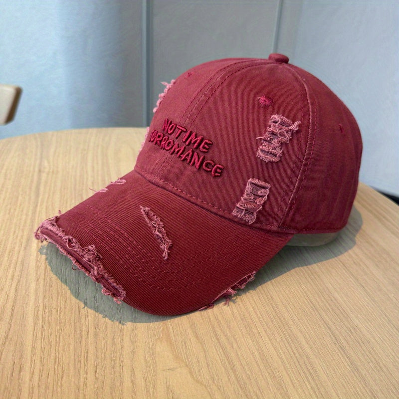 New Distressed Washed Baseball Cap for Women with Three-dimensional Letter Embroidery, Designed to Make You Look Smaller, Featuring a Trendy Street Style for Both Men And Women.