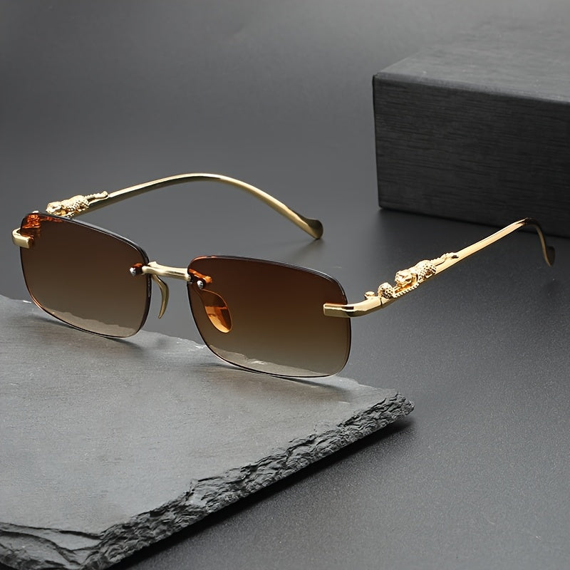 Perfectly stylish leopard-print frameless Men's and Women's glasses, ideal for holiday parties, trips, or as a festive gift, hunting eyewear