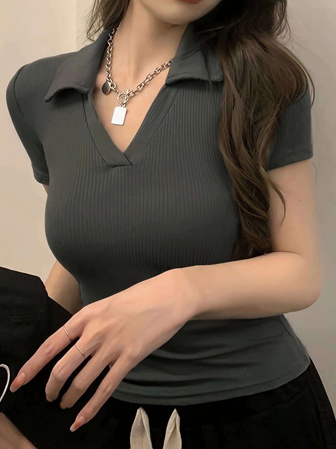OM207 Women's Slim Fit Short Sleeve Shirt, Solid Color