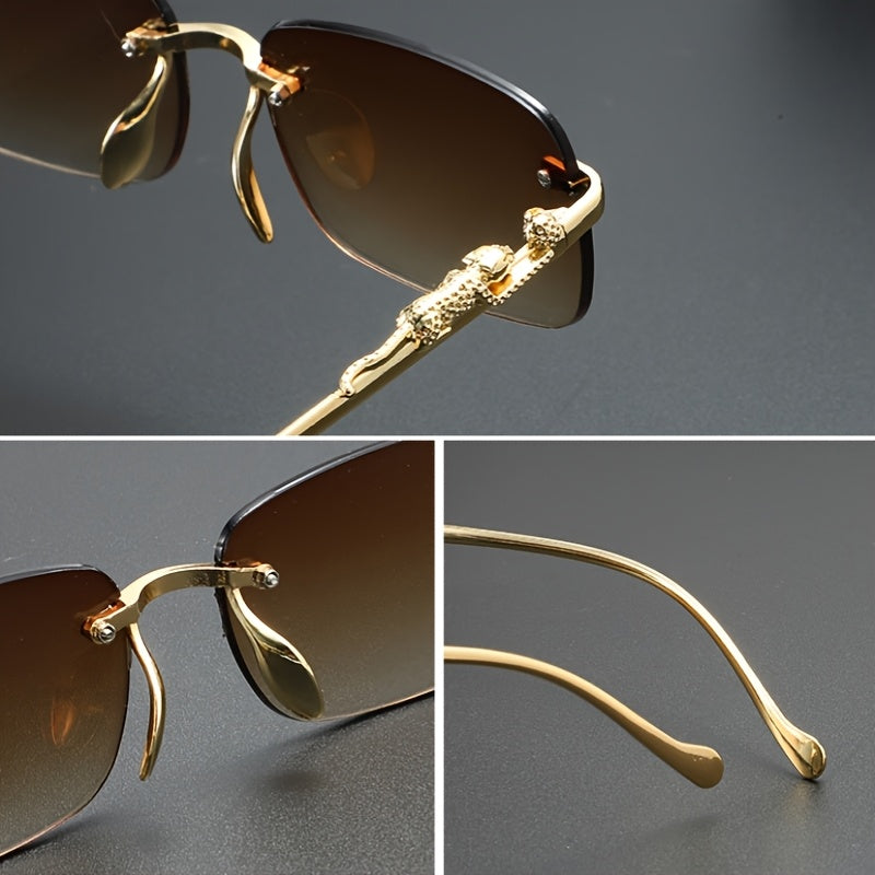 Perfectly stylish leopard-print frameless Men's and Women's glasses, ideal for holiday parties, trips, or as a festive gift, hunting eyewear