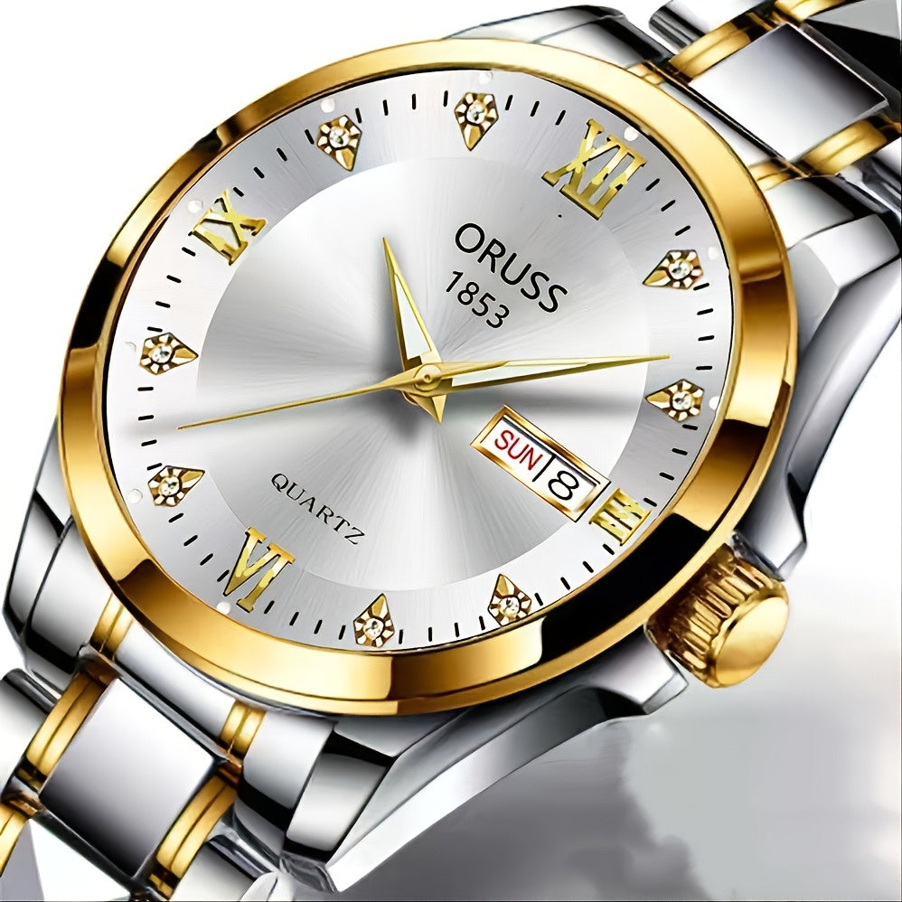 1pc Men's Round Luminous Quartz Watch, Wristwatch