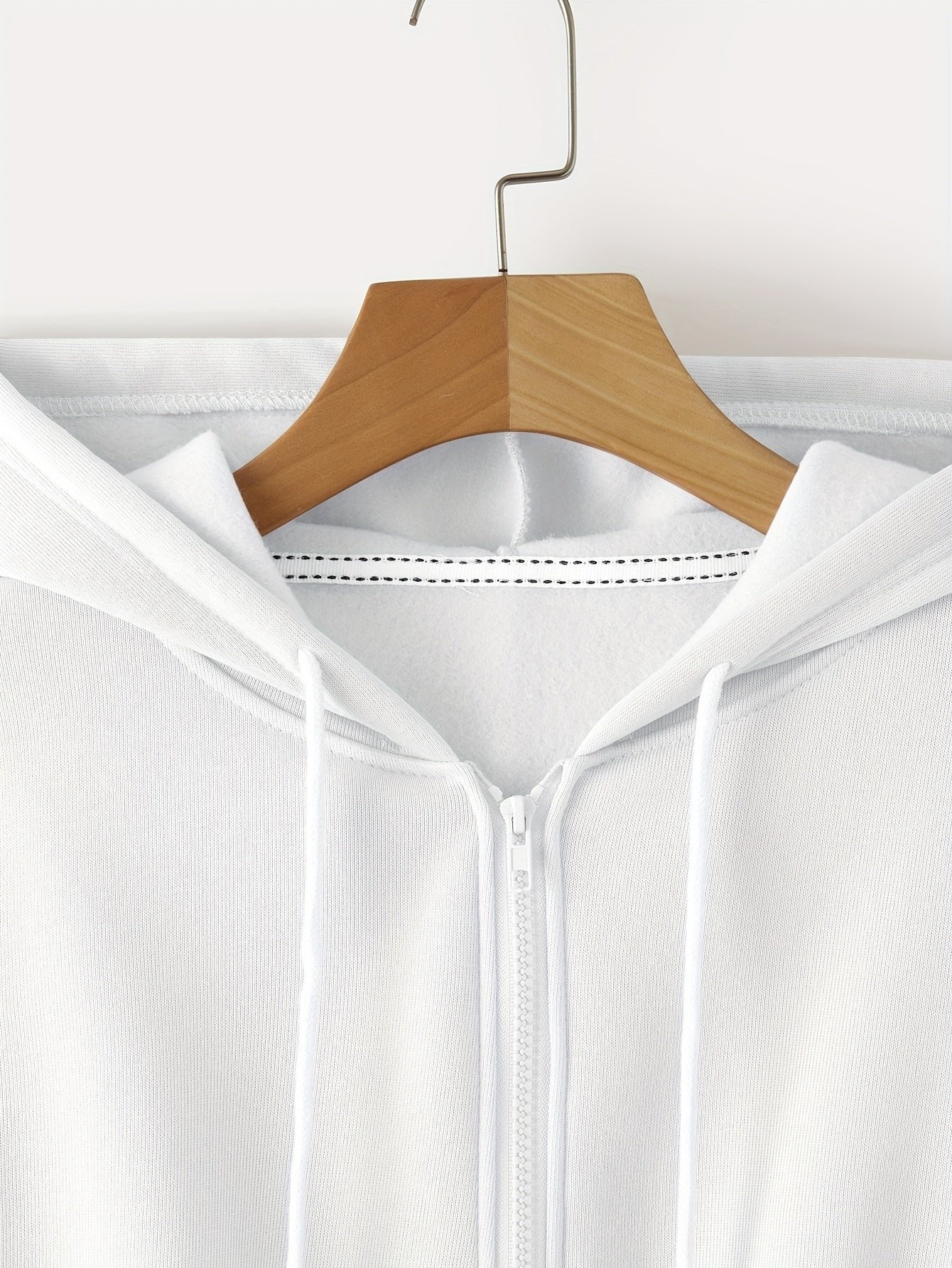 Zip Up Cropped Drawstring Hoodie, Casual Long Sleeve Sweatshirt For Spring & Fall, Women's Clothing