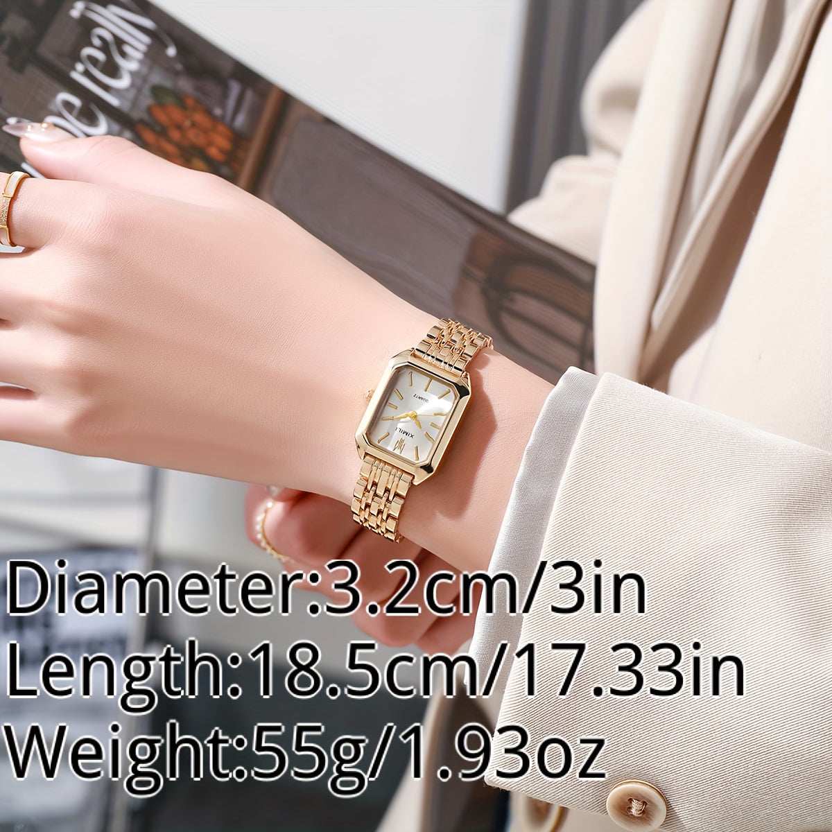 Women's Business Rectangle Quartz Watch Luxury Golden Fashion Analog Wrist Watch For Daily Life