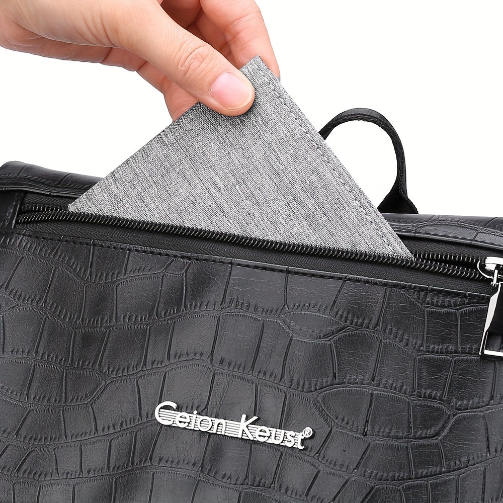 Unisex Backpack with Crocodile Texture, Large Capacity, Anti-Theft, Multi-Compartment, Fits 14-inch Laptop, Casual Travel & Business Commute, Minimalist Style, No Battery - Black