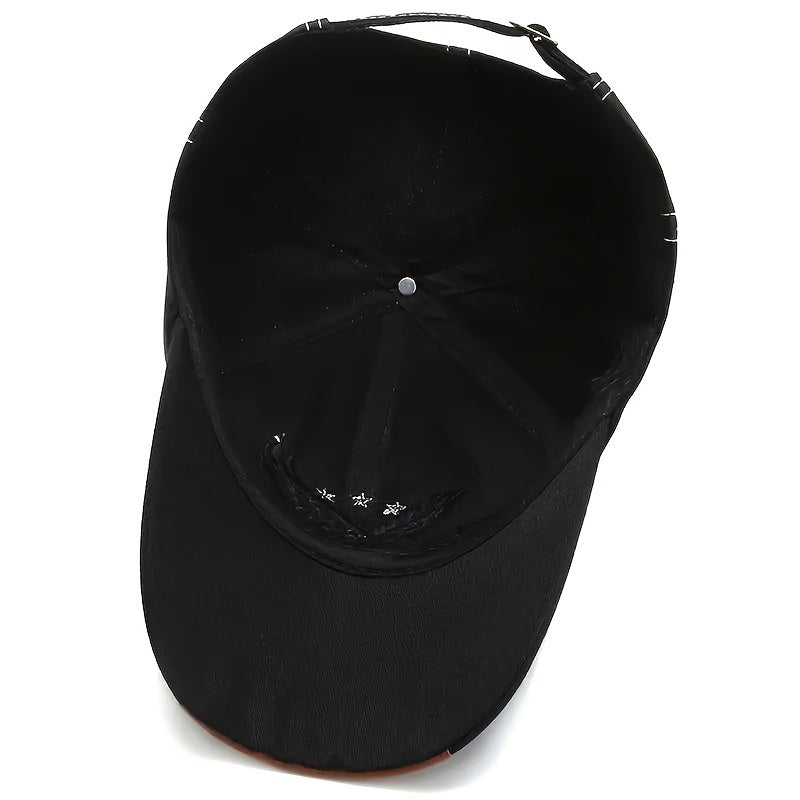 2pcs ZDEDE 3D Eagle Embroidered Baseball Cap - Stylish & Durable Adjustable Snapback Hat with Faux Leather Patch, Black Polyester for Outdoor Sports & Casual Wear - Perfect for Men & Women