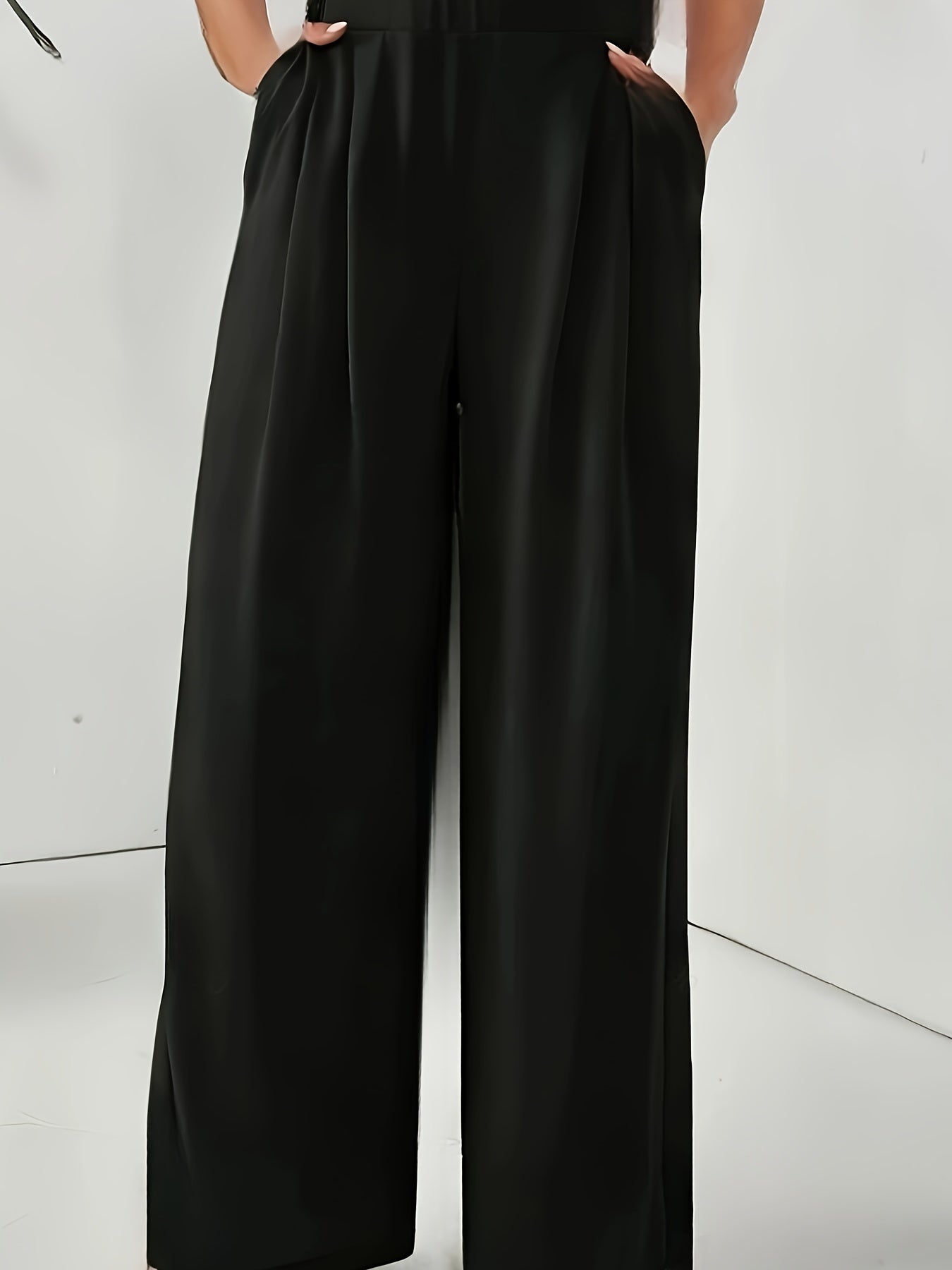 Women'S Stylish Gray Wide Leg Pants with Elastic Waistband and Double Pockets - Perfect for Office, Commuting, or Casual Wear