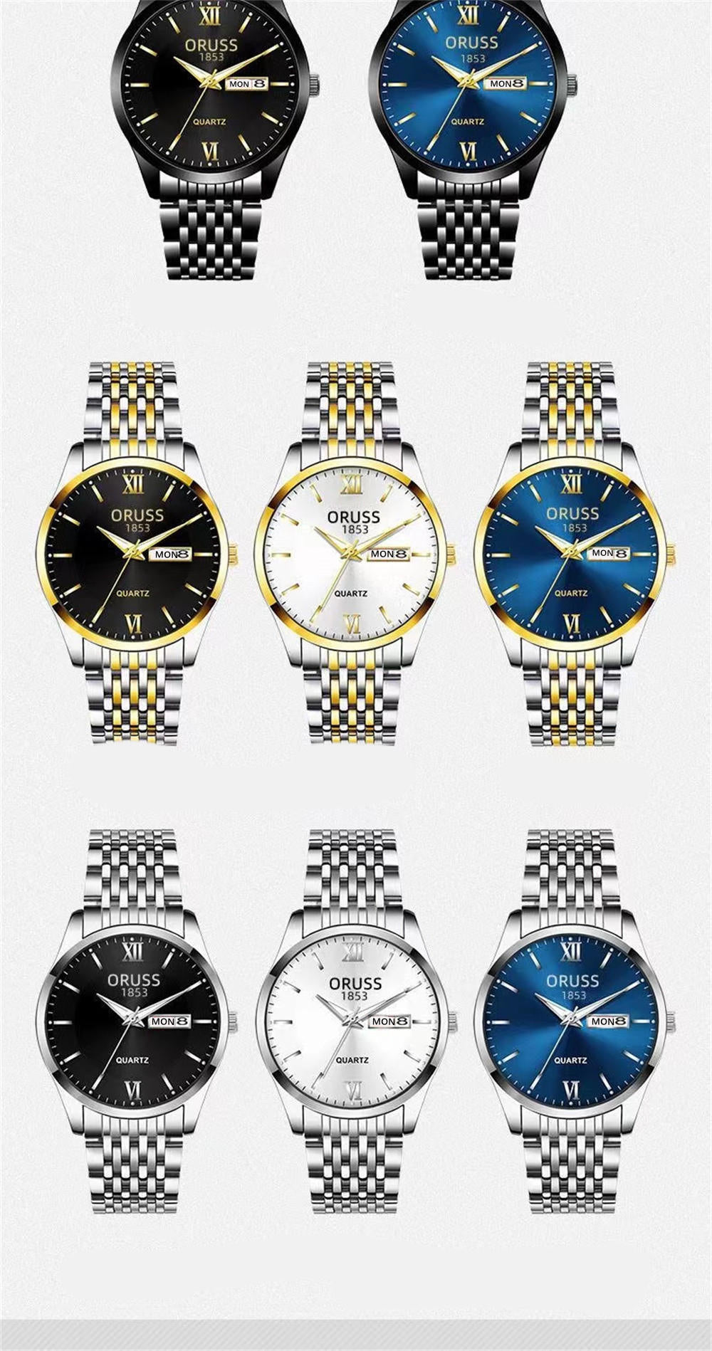 Men's watch calendar high-grade handsome fashion new trend steel watch jazz gentleman all Men's watch