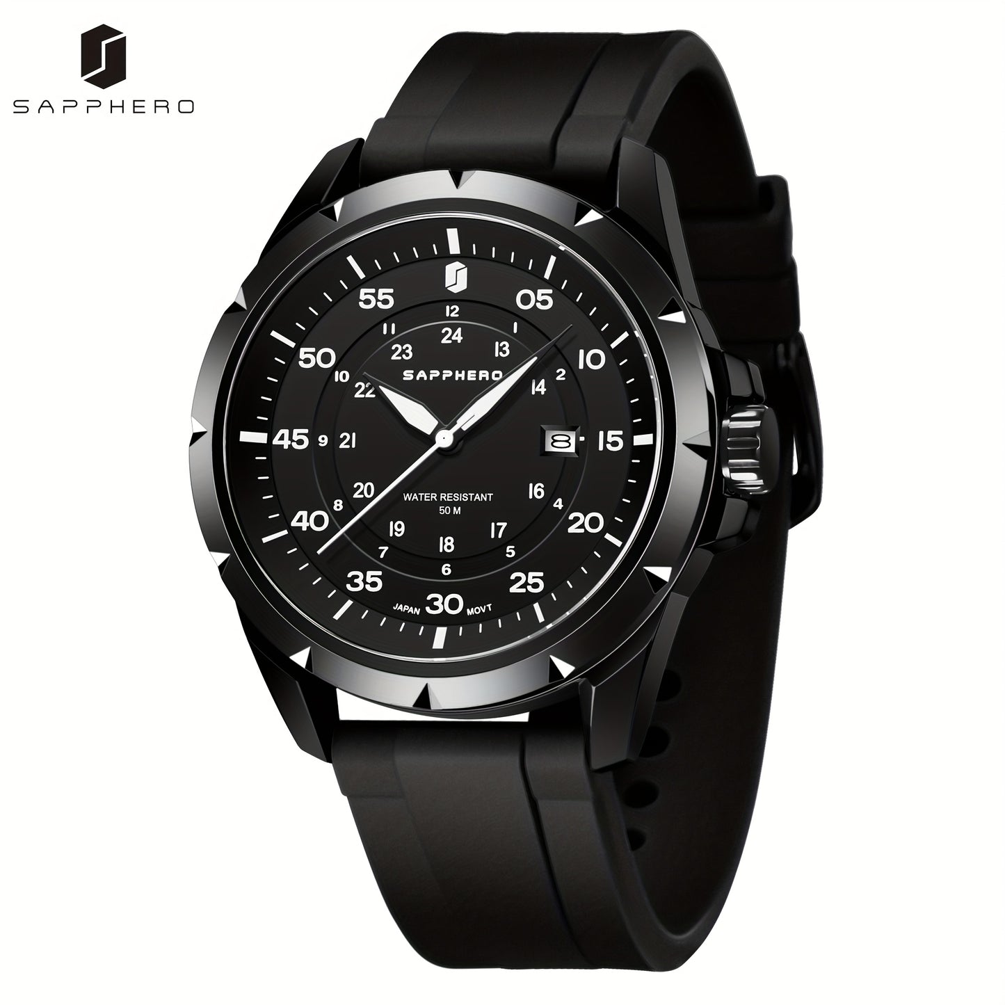 SAPPHERO Men's Luxury Watch - Stainless Steel Case & Band, 50m Waterproof, Analog Display with Date Window, Everyday & Formal Watch for Swimming, Business, Gifts - Affordable Luxury Wristwatch, Business Wristwatch, Sporty Ele