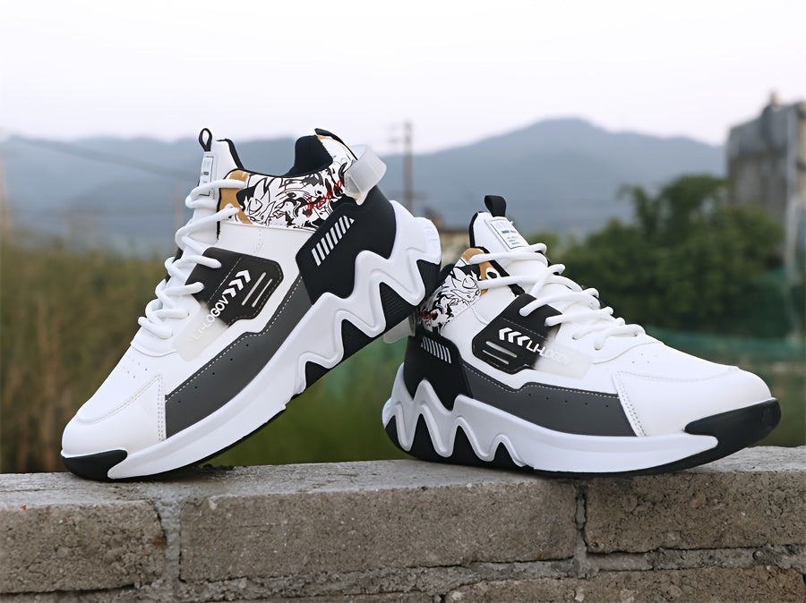 Men'S Stylish High-Top Sneakers with "WOD" Logo - Comfortable, Non-Slip Lace-Up Athletic Shoes for Outdoor Activities, All-Season Wear, Casual Sports Style, Rubber Sole, Fabric Upper, Casual Athletic Shoes | Stylish High Top