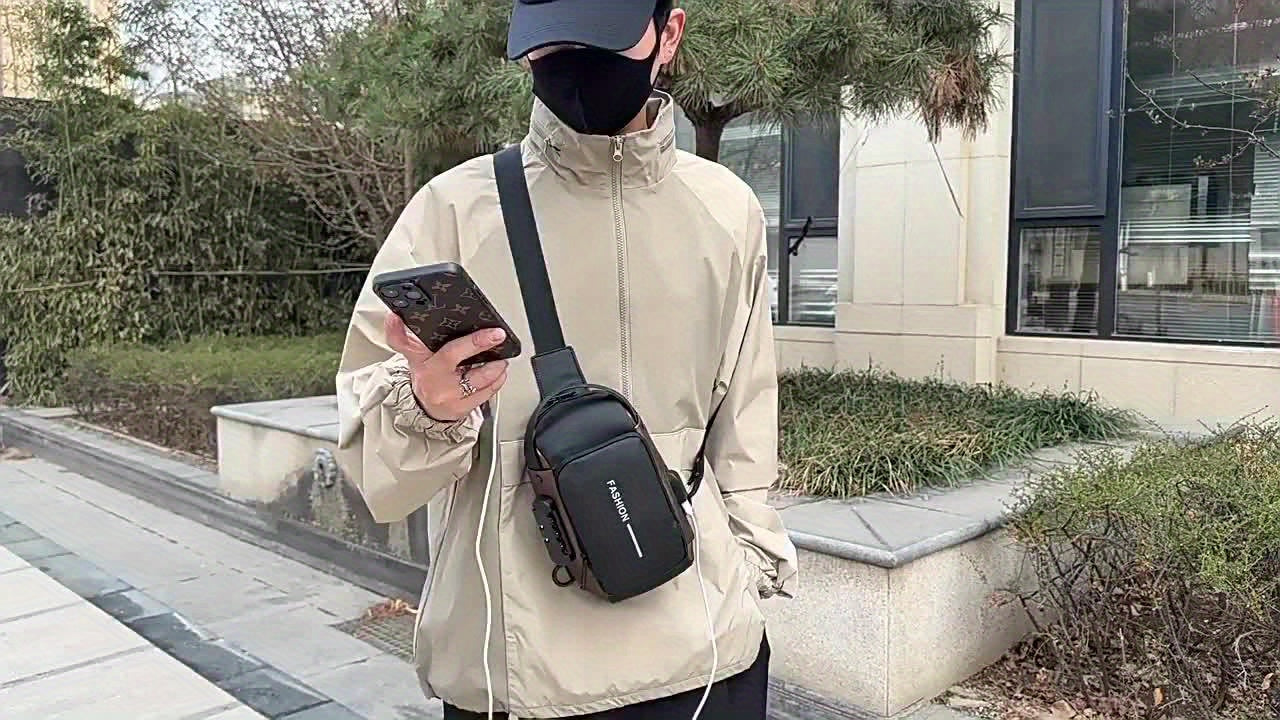 Men'S Crossbody Bag with Password Lock, Anti-Theft Chest Bag, Trendy Casual Sports Shoulder Bag, Large Capacity Crossbody Men'S Bag, Daily Commuting Shoulder Bag