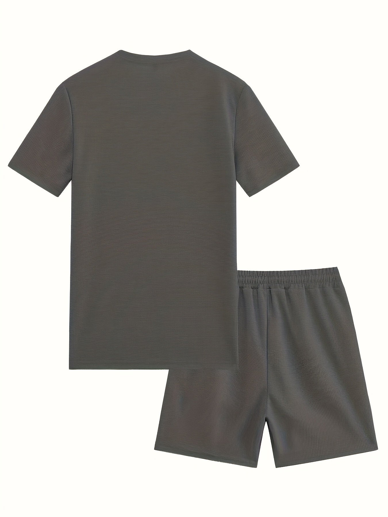 European and American Style Men's Basic Solid Color Set Round Neck Short Sleeve T-Shirt + Shorts Two-Piece Suit