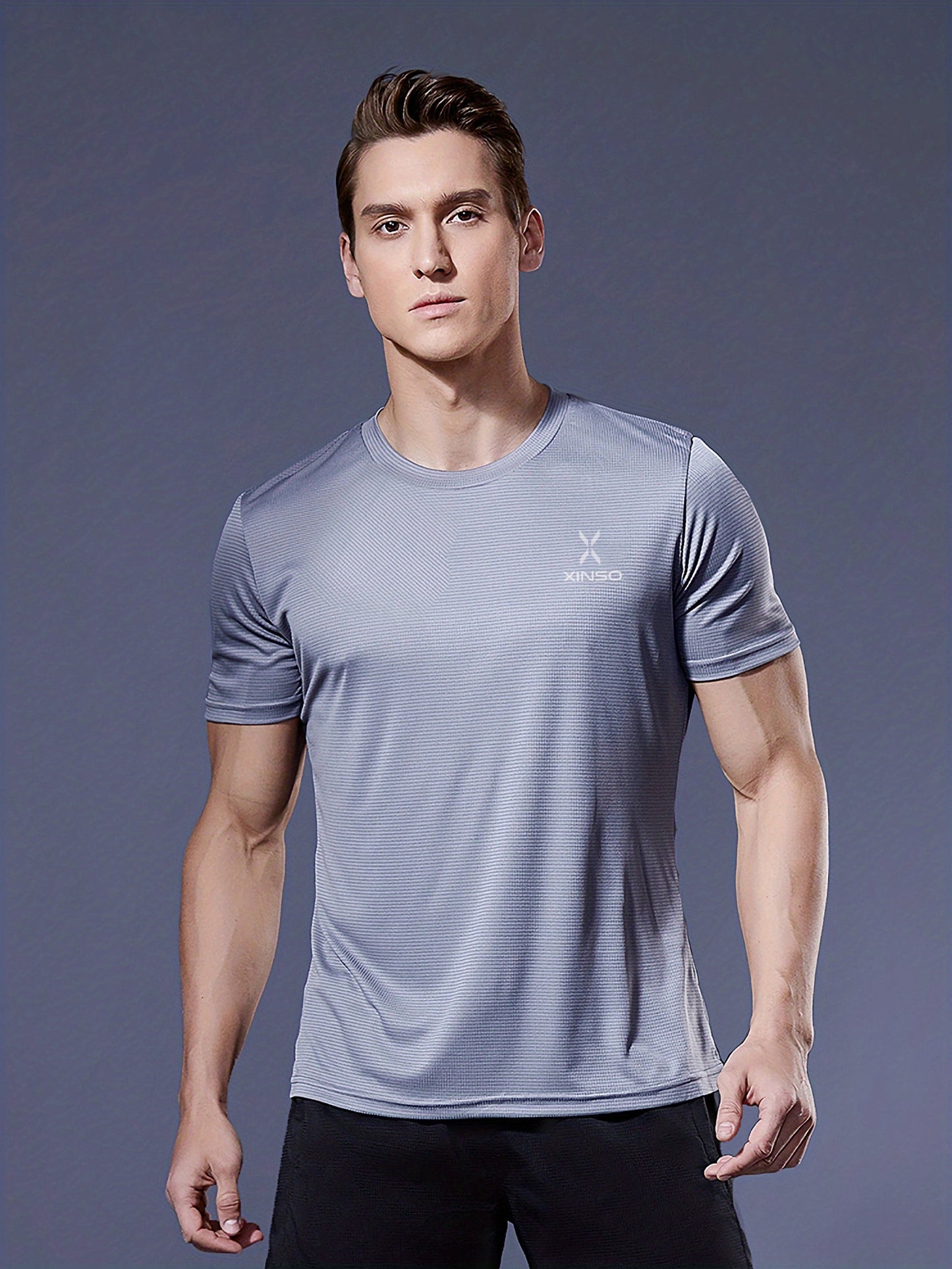 Men's Ultra-Thin T-Shirt with Round Neck, Lightweight and Breathable Performance Running Top for Gym Workouts
