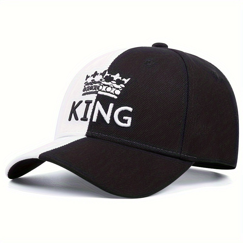 Men's KING Crown Embroidered Letter Pattern Color Block Hip-Hop Snapback Hat, Adjustable Outdoor Casual Cap