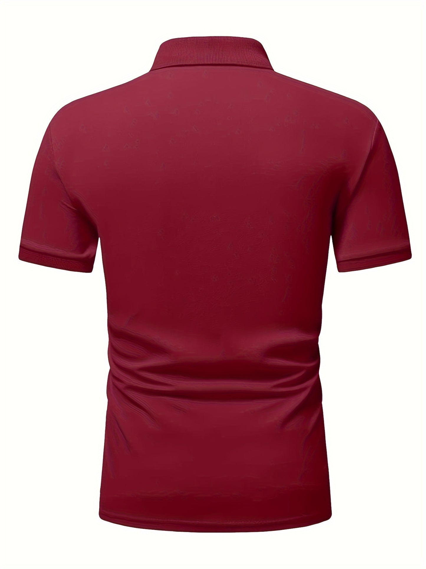Casual Stretch Men's Solid Color Zipper Lapel Golf Shirt, Male Summer Streetwear