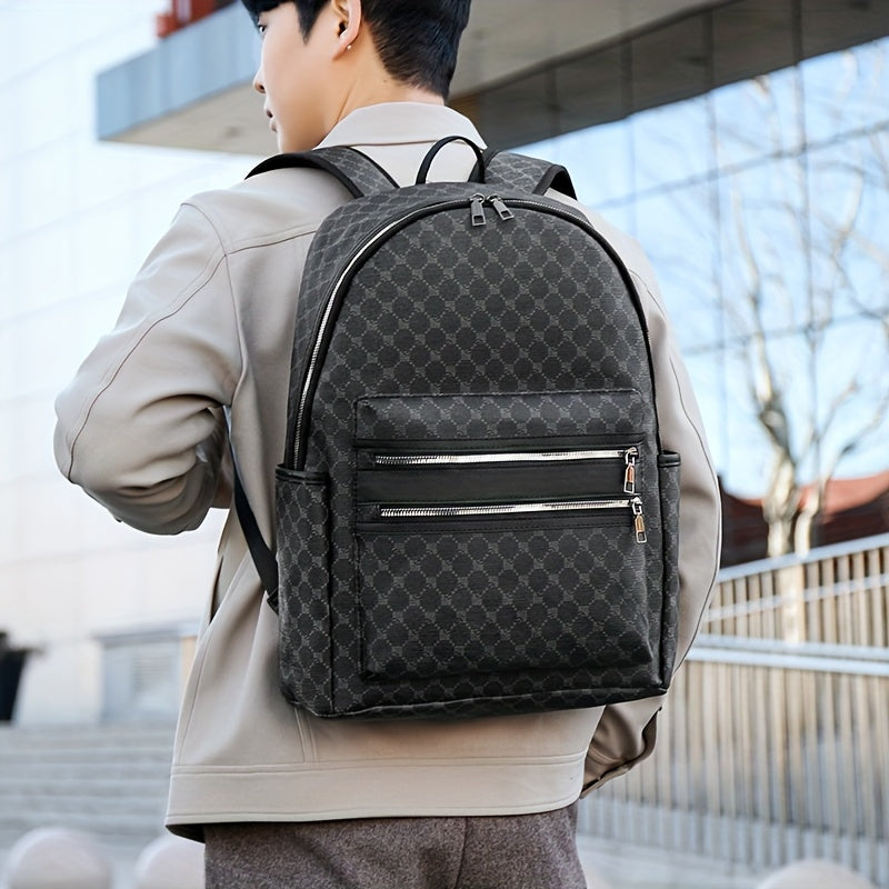 Men's Professional Laptop Backpack - Large Capacity Business Travel Backpack with 39.62cm Laptop Compartment, Multiple Zippered Pockets - Durable Backpack for Work, School, College - Elegant Brown Accent Design - Compatible w