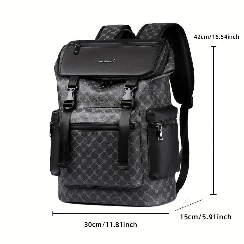 Men'S Stylish Black Backpack with Shark Graphic - Lightweight, Large Capacity, Multi-Functional Shoulder Bag for Travel, Commuting, School - Durable PVC Material, Sports & Fitness Design, Backpack for Travel