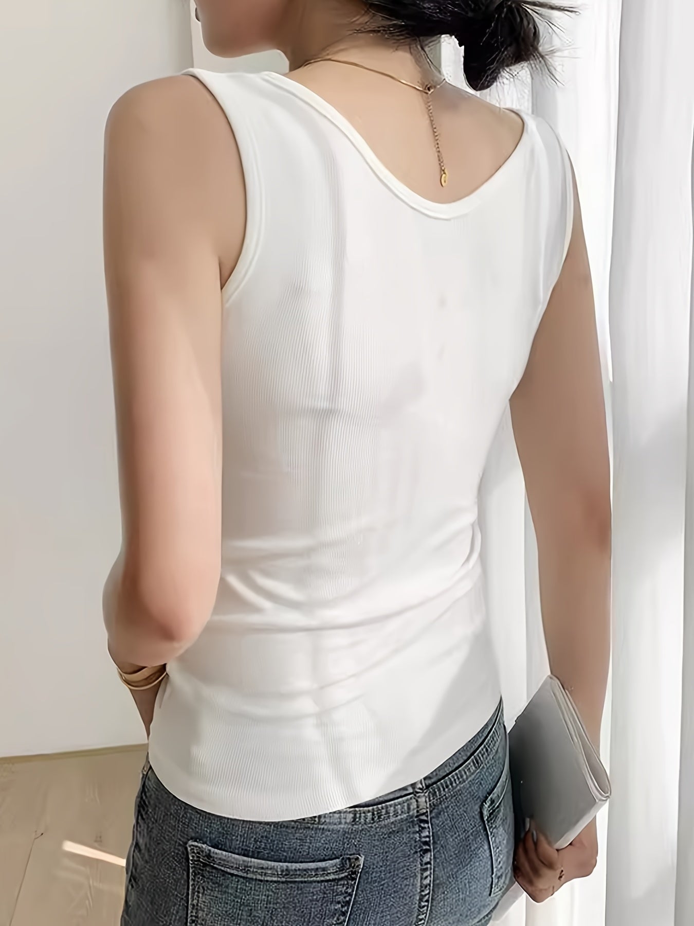 Solid Color Casual, U-neck, Wide Shoulder Vest, Women's Vest, Inner Wear, Versatile Outer Wear, Sleeveless Vest, Comfortable and Simple, Spring, Summer and Autumn Top, Can Be Worn in Winter, Christmas, Valentine's Day
