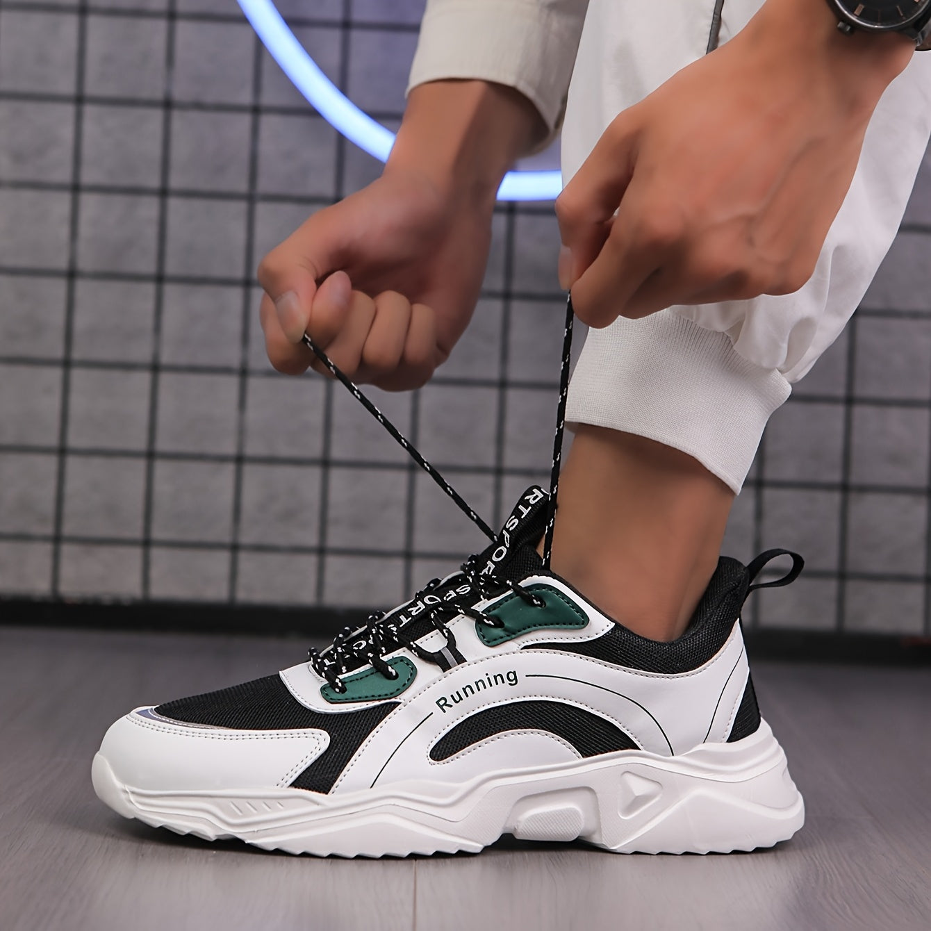 Men'S Casual Sports Sneakers - Stylish Black & White, Lightweight & Comfortable Running Shoes for All Seasons, Lace-Up Design, Allseason Sneakers | Stylish Casual Shoes | Comfortable Footwear
