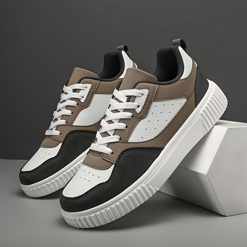 Men's Vintage-Style Sneakers - Lace-Up, Low-Top Skate Shoes with Thick Sole for All Seasons & Activities