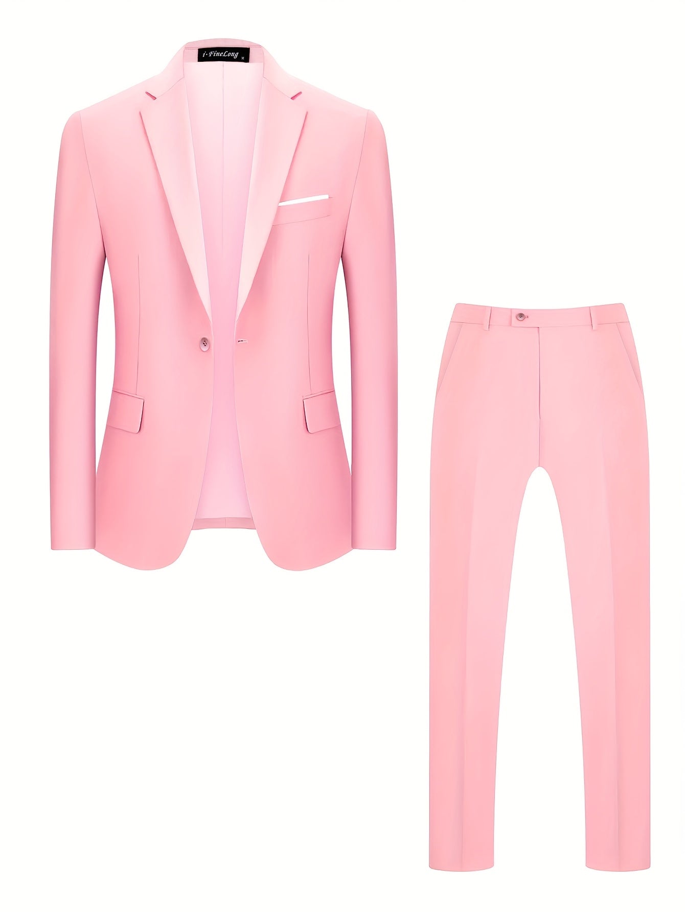 Men's Two-Piece Suit in Solid Color with Sealed Pockets, Regular Fit Suit Pants, Elegant and Classic, Suitable for Business and Wedding Parties