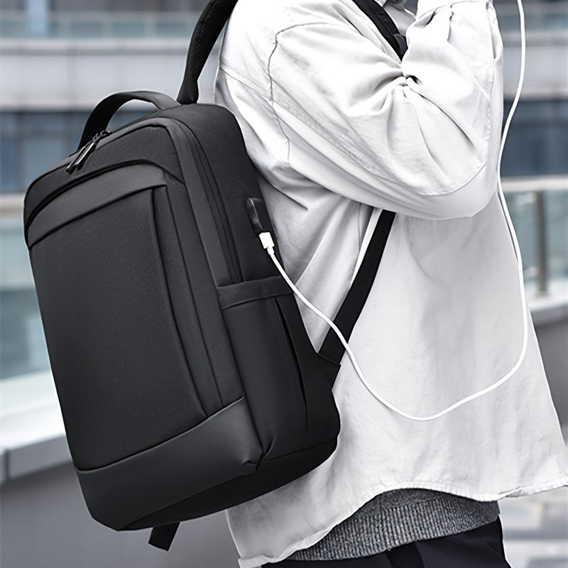 Large Capacity Laptop Backpack - Durable Oxford Fabric, Adjustable Shoulder Straps, Multiple Compartments for School, Work & Travel - Black, Laptop Carrying Case, Work Commute Bag, Modern Backpack, Sturdy Construction