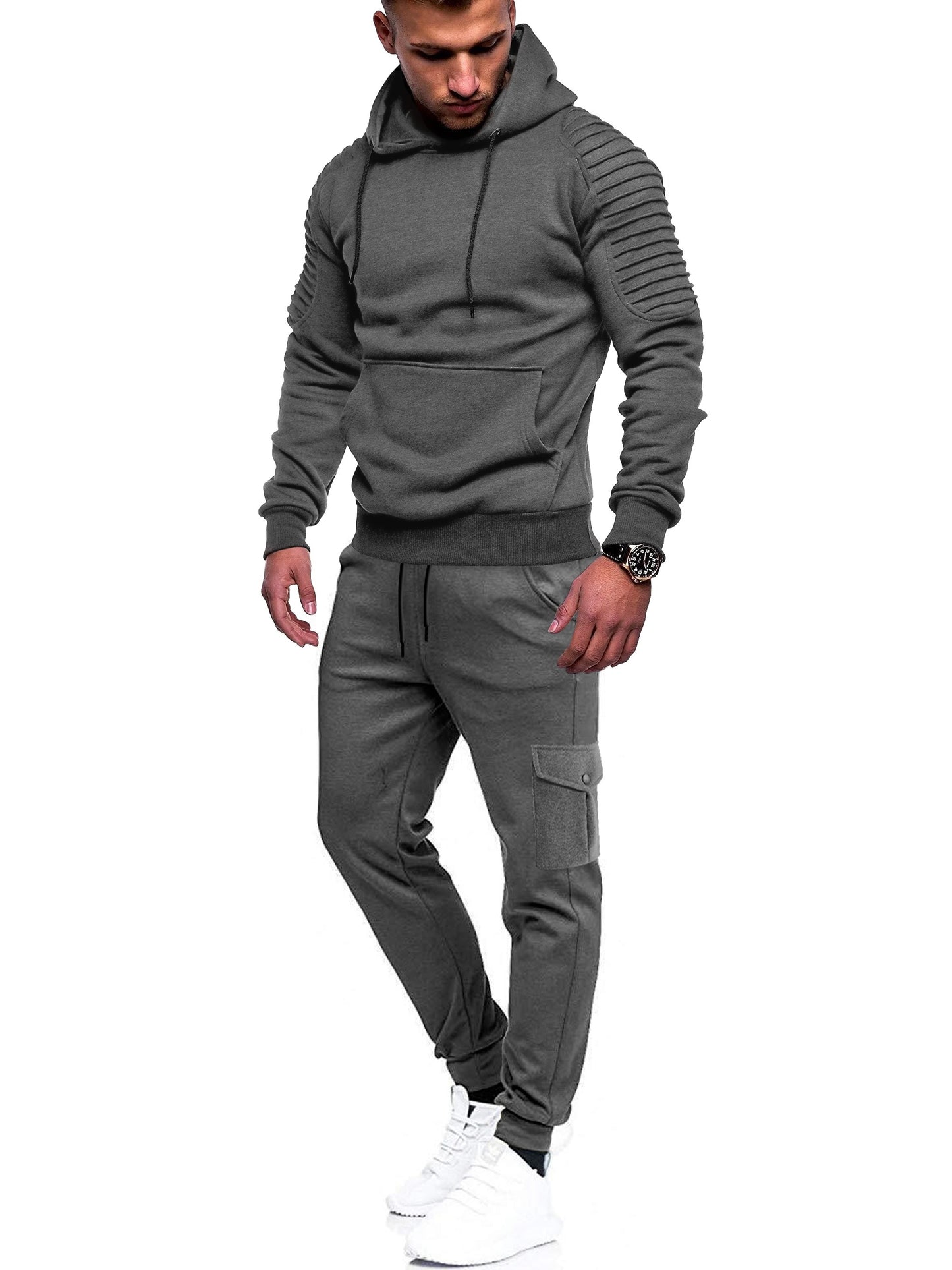 Men's Tracksuit 2 Piece Pullover Hoodie Sweatsuit Sets Casual Jogging Athletic Suits With Drawstring