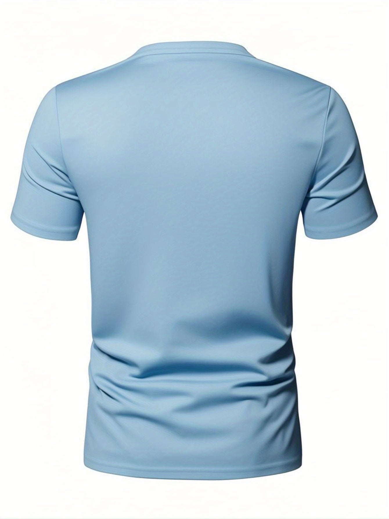 Men's Summer Classic V-Neck Casual T-Shirt - Breathable Regular Fit Short Sleeve Tee, Solid Light Blue for Gym, Outdoor & Casual Attire