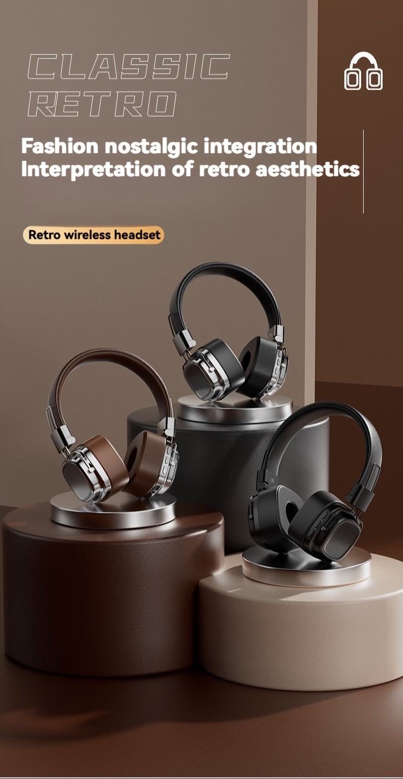 Vintage-Inspired Over-Ear Wireless Headset With Wireless 5.3 Chip - No Lag Gaming, Hi-Fi Sound & Deep Bass, Long-Lasting 350Mah Battery, Ideal For Music Lovers & Athletes