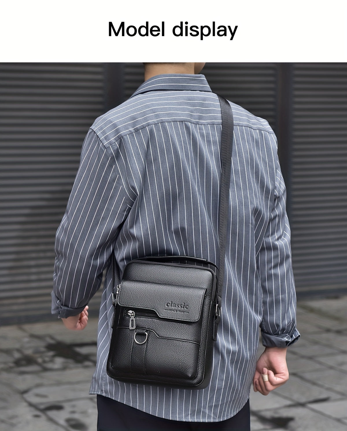 WEIXIER Men'S Set Shoulder Bag, Unisex Waist Postman Bag, Crossbody Chest Bag, Handbag, PU Fabric Multi-pocket, with Card Holder Wallet, Adjustable Detachable Shoulder Strap, Casual Commuting Bag Retro Business Texture Men'S