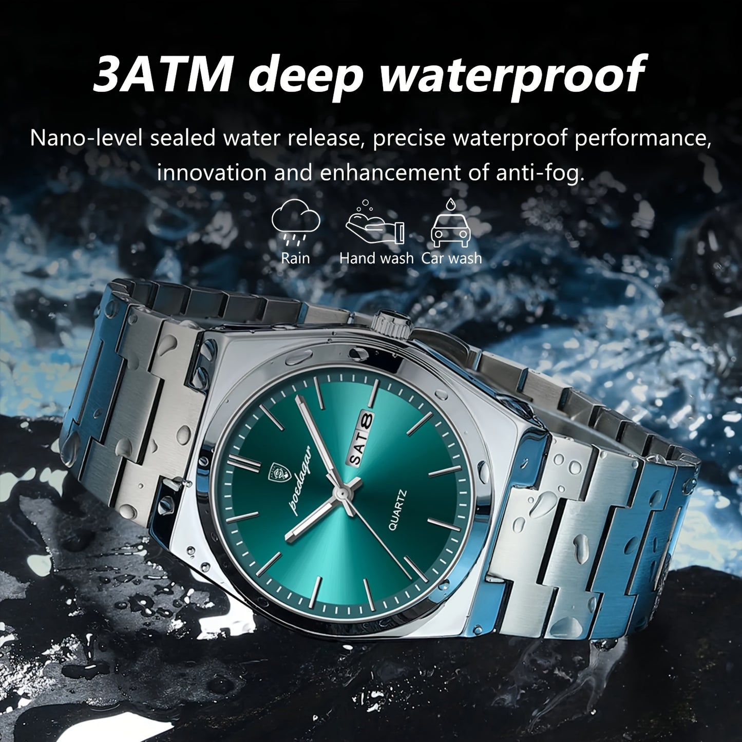 POEDAGAR New Men's Stainless Steel Quartz Wristwatch, Luminous Calendar Men's Watch, Ideal Choice For Gifts