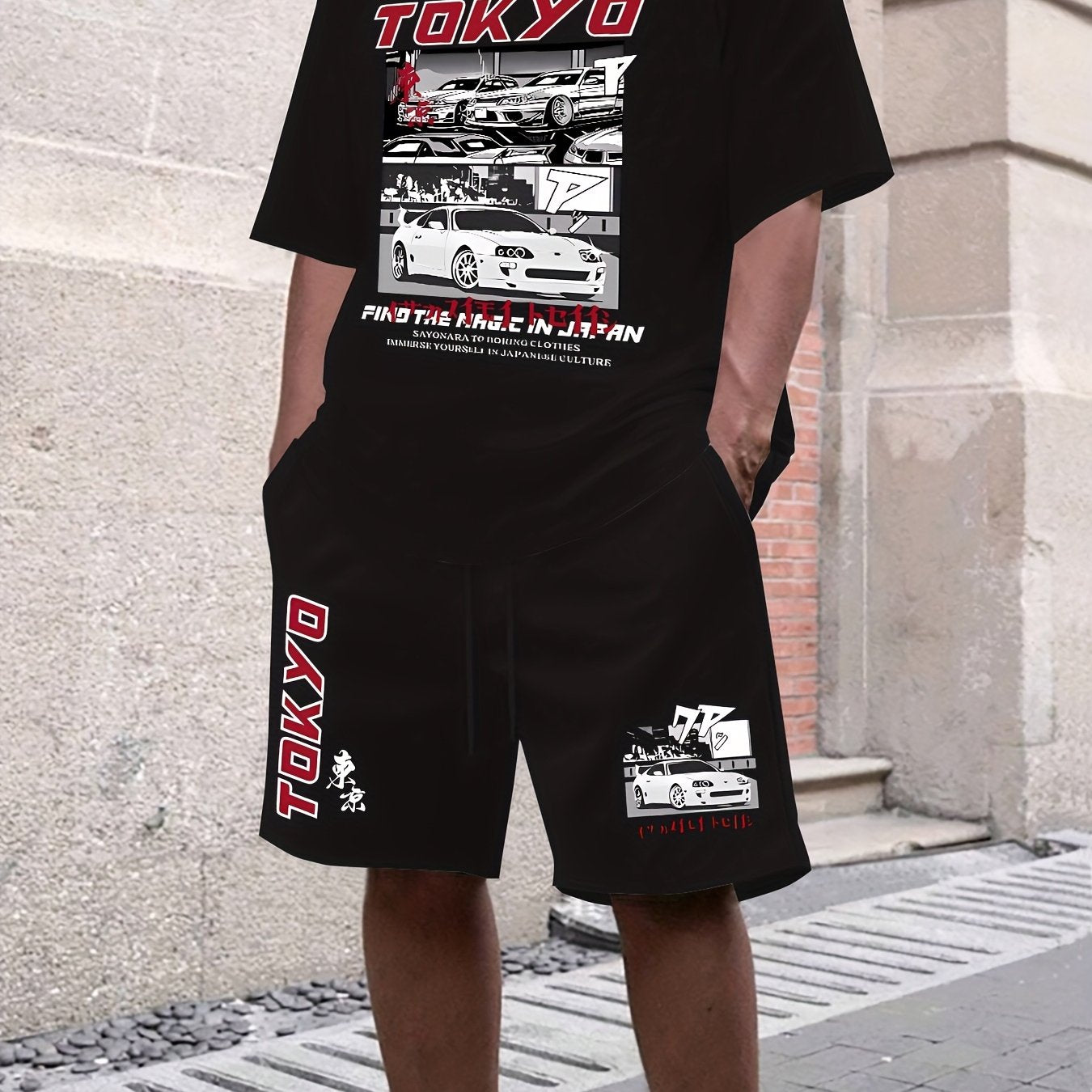 Men's suit short sleeve T-shirt and shorts