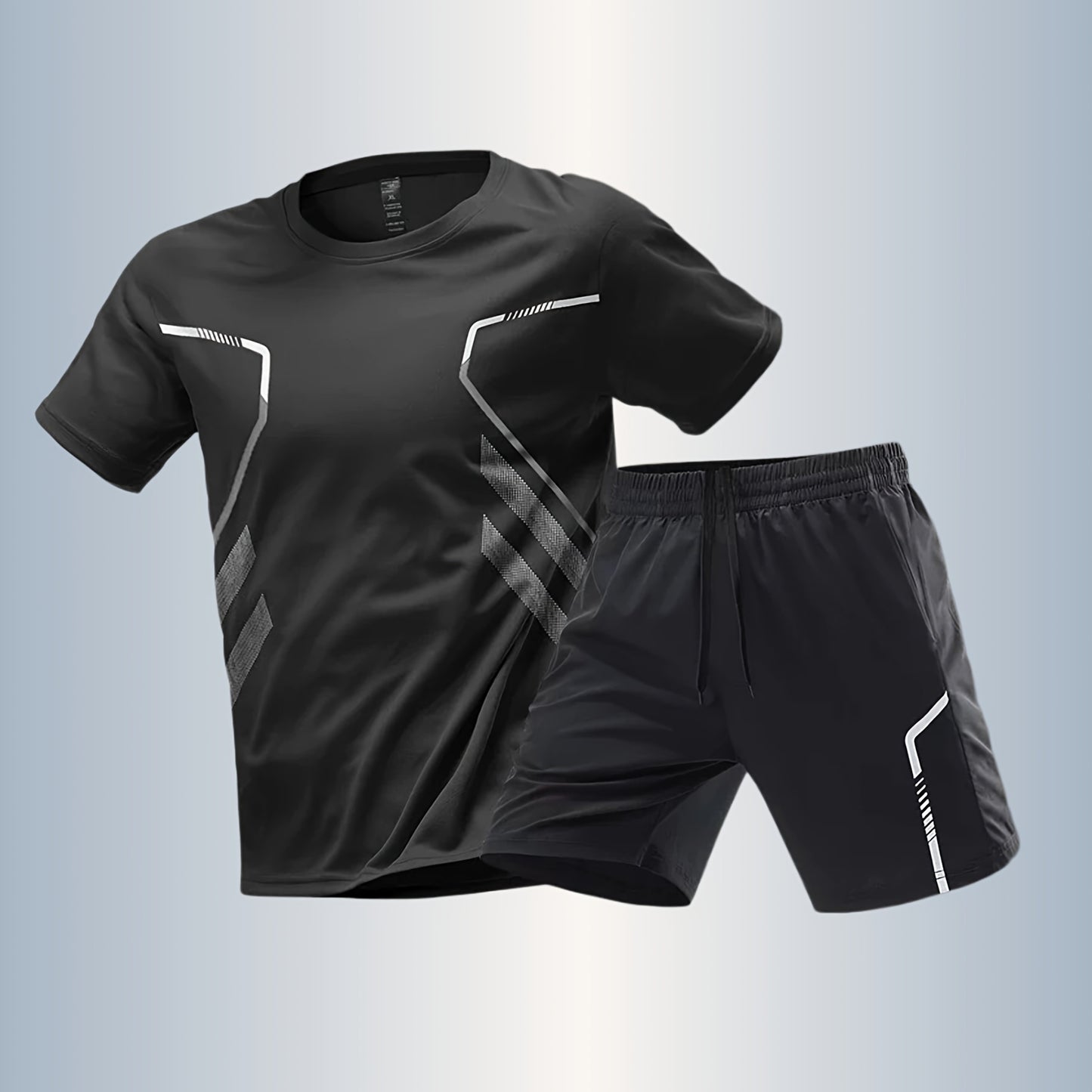 Men'S Lightweight Running Set - Breathable, Quick-Dry Athletic Wear with Zipper Pockets, Ideal for Outdoor Fitness & Training, Casual Sportswear|Casual Sportswear, Athletic Wear