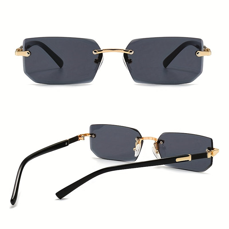 1pc Men's Fashion Rimless Fashion Glasses, Trendy Rimless Classic Small Square Summer Traveling Fashion Glasses, Ideal choice for Gifts