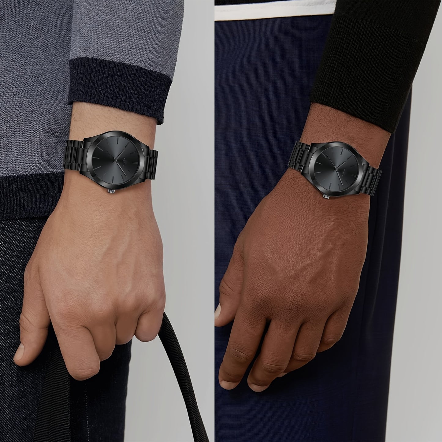 Simple Men'S Watch Black Waterproof Quartz Watch
