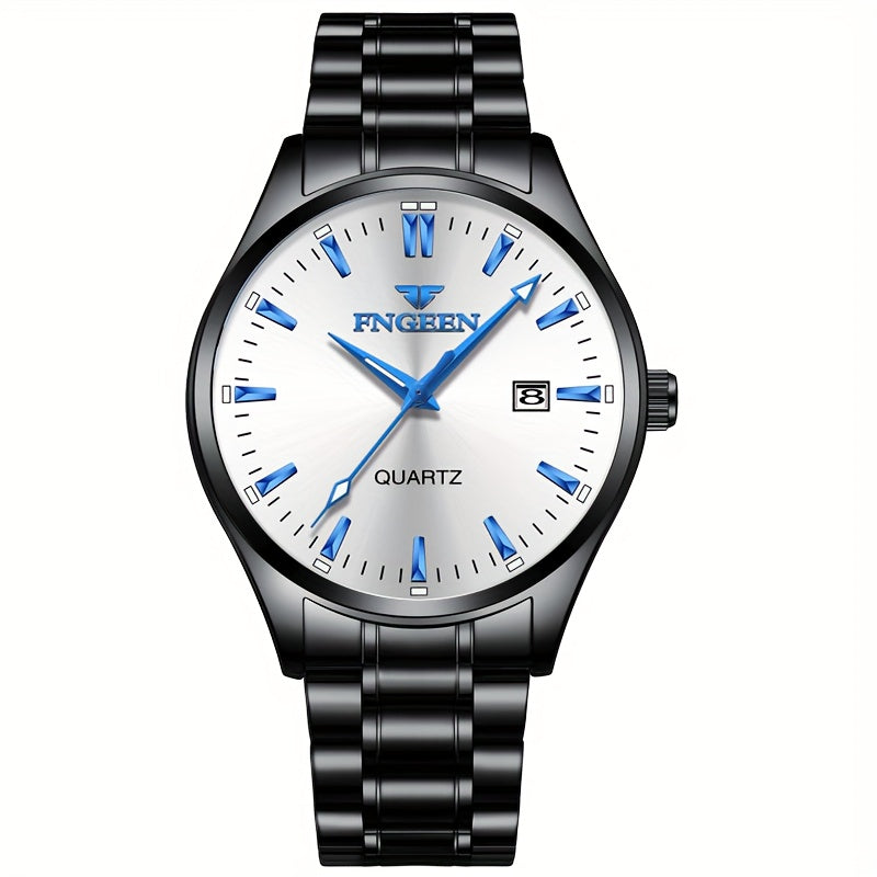 Men's Business Trendy Watch Casual Steel Strap Calendar Quartz Ultra-Thin Wristwatch