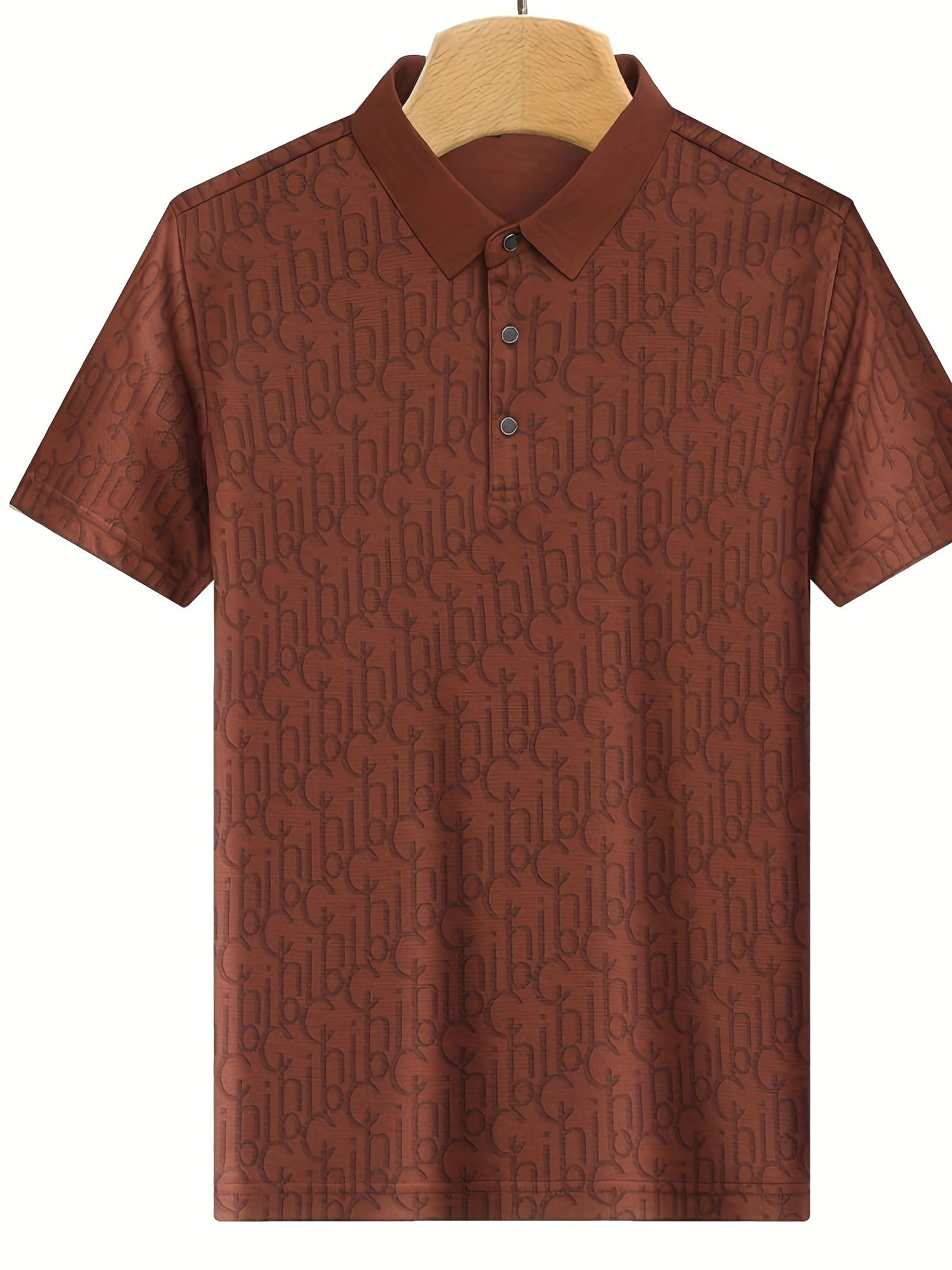 Men'S Casual Summer Short Sleeve T-Shirt with "Gil" Letter Print, Light Gray, Button-Up Collar, Medium Stretch Fabric, Regular Fit, Perfect for Weekend Outings, Relaxed Outing Shirt | Letter Print Tee | Medium Stretch Fabric