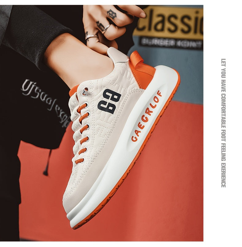 Men'S Large Size Versatile Chinese Style Sneakers - Casual Sports Thick Sole Dad Shoes, Low Top, Elastic Band Closure, Faux Upper, Fabric Lining, Rubber Sole, EVA Insole, Fashion Sneakers