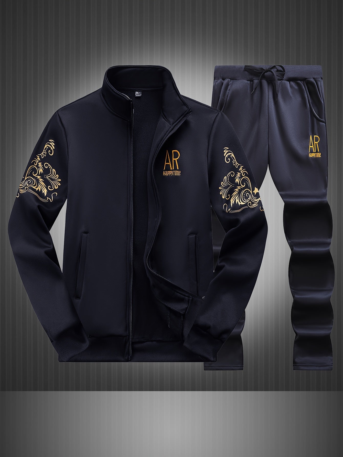 Spring and Autumn Men's Casual Sports Suit, Fashionable Open Jacket and Straight Trousers Two-piece Set